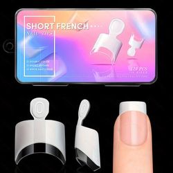 TEMU 120pcs French Nail Tips Set - Square Acrylic Half Cover Fake Nails With Handles, Short Length, Pure , Clear & White French Tip Press-on Nails For Diy Nail Art And Extension