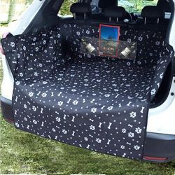 TEMU Universal Fit Waterproof Suv Dog Food Mat With Mesh Pocket - , Easy Clean, Pet Hair Resistant, Hanging Car Trunk Liner - Your Vehicle Interior, Canvas Woven Material