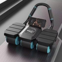 TEMU Universal Home Fitness Equipment - Abs Exercise Roller With Elbow Support, Automatic Rebound & Braking, Uncharged , For Abdomen, Legs & Waist Training