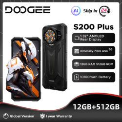 DOOGEE S200 Plus 5G AI Rugged Phone Dimensity 7300 1.32" Rear Display 12GB 512GB 6.72'' 10100mAh Battery 100MP Camera Smartphone
