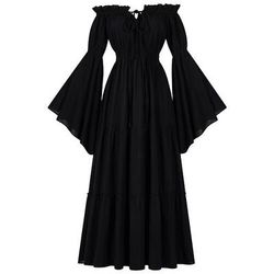 Retrò Vintage Medievale Rinascimento Vestito Vichingo Elfico Tinta unica Costume Per donna Celtico Fantasia Reale Halloween Carnevale Mascherata LARP Adulti Vestito