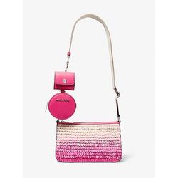 Michael Kors Jet Set Small Ombré Straw Crossbody Bag with Case for Apple Airpods Pro® Pink One Size