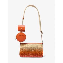 Michael Kors Jet Set Small Ombré Straw Crossbody Bag with Case for Apple Airpods Pro® Red One Size