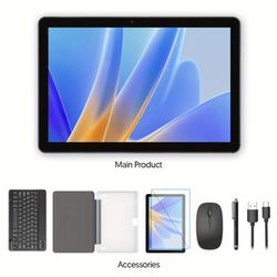 TEMU 10 Inch Tablet, Android 13 Tablet, 2-in-1 Tablet With Keyboard, Case, Stylus, 64gb Rom, 3gb 1tb Expansion, -core Processor, 2mp+8mp Dual Camera, 5g/2.4g Wifi, 6000mah, 1280*800 Ips Touch Screen