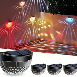 TEMU 4pcs Solar Fence Lights, Solar Deck Lights, 6 Led Solar Wall Lights, Outdoor Fence Decorative Lighting, Suitable For Fences, Decks, Patios, Yards, Garages, Steps, And Stair Lighting (rgb//)