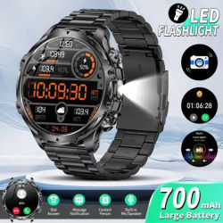 LIGE militaire acier montre intelligente hommes lampe de poche 1.9 pouces en plein air 700mAh Sport Fitness montre Bluetooth appel Smartwatch Android iOS