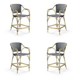 French Cafe 4-pc. Aluminum Counter Stool - Black - Frontgate