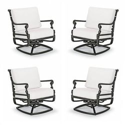 Carlisle 4-pc. Swivel Lounge Chair with Cushions in Onyx Aluminum - Quick Dry, Dune - Frontgate