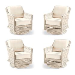 Hampton 4-pc. Swivel Lounge Chair in Ivory Wicker - Quick Dry, Cobalt - Frontgate