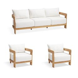 Porticello 3-pc. Sofa Set with Two Lounge Chairs in Natural Teak - Seasalt - Frontgate
