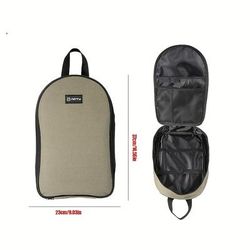 TEMU 1 Canvas Outdoor Camping Cutlery Storage Bag, 16pcs Capacity, Zipper Closed, Portable Picnic Cutlery Storage Bag With Internal Storage Space