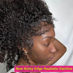 250%Kinky Curly 4C Edges Curly Baby Hair Lace Wigs Human Hair 13x6 HD Lace Frontal Wig Deep Wave Curly Lace Front Wigs For Women