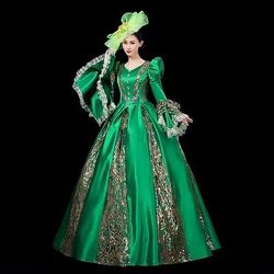 Vintage Rococò Rinascimento Maxi Vestito Normale A sbuffo Principessa Sposa Pieghettato Con Volant Principessa Girocollo Costume Per donna Halloween Carnevale Mascherata Feste Halloween Performance