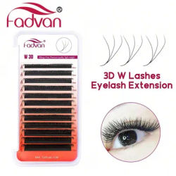 Fadvan 3D Waterproof W Shape Eyelash Extensions 0.07mm D Curved Premade Fan Lash Classic Style Faux Mink Seamless Lashes