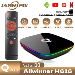 Janmifly New Smart TV Box Q Plus 6K HD Android 10.0 Allwinner H616 Support 3D Video Media Player Home Theater TV Set-top Box