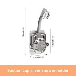 TEMU Musurjoy Bathroom Shower System Wall Mounted Showerhead Bracket, Adjustable Angle Showerhead Bracket, Silvery-black-gray, No Drill Installation, Wall Mount, Father's Day Gift, New Summer Product