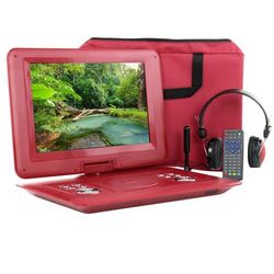 Trexonic Portable Dvd Player With Swivel Tft-Lcd Screen, 14.1", Red