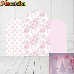 Mocsicka 2-Sided Arch Cover Pink Flowers Theme Decoration Backdrop Baby Shower Arch Wall Kids Girl