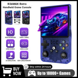 128GB Open Source R36 MAX Retro Handheld Video Game Console 4.0 Inch IPS Screen Linux System 18000+ Portable Pocket Video Player