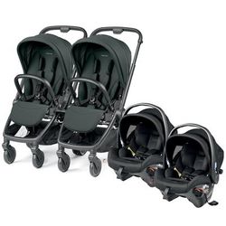 PEG City Loop Twin Stroller + Primo Viaggio Urban Mobility Travel System Bundle - Black / Metal / Tr