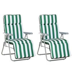 TEMU Set Of 2 Garden Sun Lounger Outdoor Reclining Seat Cushioned Seat Foldable Adjustable Recliner