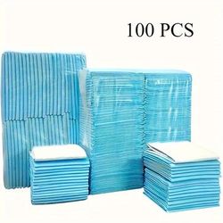 TEMU 100pcs Disposable Absorbent Dog Training Pads, Leak-proof Quick- Urine Mats For Dogs And Puppies, Polyester Fiber Material, Ideal For Car Trunk Use, Puppy Pee Pads