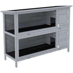 TEMU Rabbit Hutch Outdoor Guinea Pig Hutch Bunny Cage With Trays, Divider, 136 X 50 X 93cm, Grey