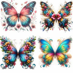 Flower Butterfly Animal Iron On Sticker For Clothes Vinyl Thermal Appliques Butterfly Heat Transfer Stickers Washable T-Shirt
