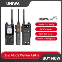 UNIWA P6 IP68 Rugged Walkie Talkie 4W DMR/Analog Dual Mode 2.41" 3GB+32GB 12MP 2500mAh 4G Android 9 PTT SOS NFC Cellphone