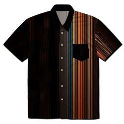 Retrò Vintage Anni '70 Camicia Camicia Aloha Hippie Disco A righe Costume Per uomo Mascherata Vacanza Feste Parata dell'Orgoglio Adulti Camicia