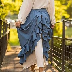 Punk Gotico Medievale Rinascimento Gonna Costume Cosplay Gonna lunga Tinta unita Costume Per donna Celtico Costumi da pirata Fantasia Halloween Carnevale Mascherata Carnevale Casual Quotidiano