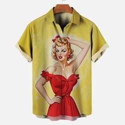 Blusa / Camicia Manifesto retrò Ragazza retrò Anni 1950 Retrò Vintage Grafico per Per uomo Adulti Stampa 3D per Mascherata Quotidiano Vacanza Feste