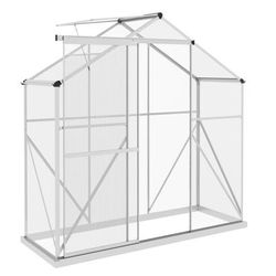 TEMU 6 X Polycarbonate Greenhouse, Walk-in With Sliding Door, 5-level Roof Vent, Rain Gutter, Garden Plants With Aluminium Frame And Foundation