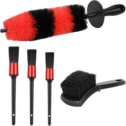 TEMU 5x Car Cleaning Brush Set Long Soft Detailing Brush Wheel Rim Tire Cleaning Kit