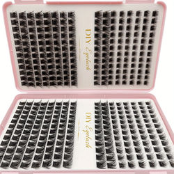 TEMU 1pc Diy Eyelash Extensions Kit - Individual Cluster Lashes, D , Multiple Lengths, Unscented, At Home Makeup Book
