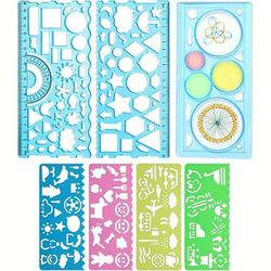 TEMU 7pcs Drawing Stencils Set Multifunctional Geometric Ruler For Drawing Tools, School Supplies Rulers Drawing Stencil Kit Templates, Magic Flower Ruler Drawing Kit, Template For Creative And