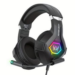 TEMU 3.5mm Wired Gaming Headset With Mic For Pc, Ps4, Ps5, Headset With 7.1 Surround Sound, Gaming Headphones With Noise Cancelling Microphone Rgb Light Over Ear Headphones For Series X/s, Ns