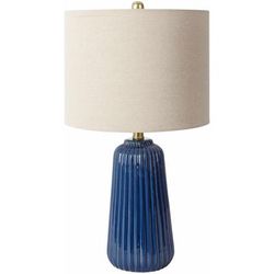 Quisqueya 24"H x 13"W x 13"D Modern Blue/White/Metallic - Brass/Metallic - Nickel/Translucent/Beige Table Lamp - Boutique Rugs