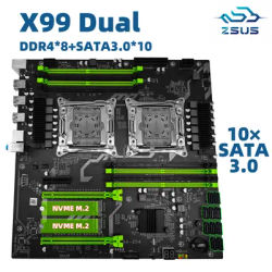 ZSUS X99 Dual Motherboard C612 Chip CPU M.2 LGA 2011 V3 E-ATX USB3.0 SATA3 8 DIMM DDR4 Support Xeon processor slot 2011-3