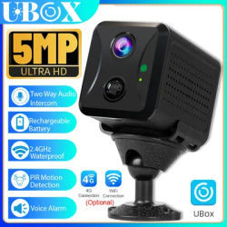Ubox 4G LTE Mini Battery Camera 5MP WiFi Security Cameras HD Indoor Surveillance Camera CCTV PIR Motion Detection Night Vision
