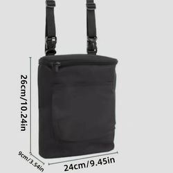 TEMU A Must-have Large-capacity Oxford Cloth Handlebar Bag For Cycling, Black, With Zipper Pocket, Detachable, 3d Storage, Suitable For Motorcycles And Electric Vehicles, With A High-quality Zipper.