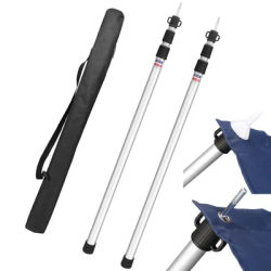 Set of 2 Camping Tarp Poles Adjustable Aluminum Telescoping Tent Poles for Tarps Canopy Awning Heavy Duty Collapsible Pole ﻿
