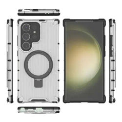Magnetic Wireless Charge Matte Grating Stand Phone Case For Samsung Galaxy S24 S23 Ultra Plus A15 A13 Shockproof Anti-fall Shell