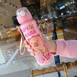 TEMU 23.67oz Cute Capybara Water Bottle With Handle - Leak-proof, Straw-enabled, Ideal For School, Picnics, Camping - Colorful Cartoon Designs, Perfect Gift For Day, Graduation, Valentine's Day
