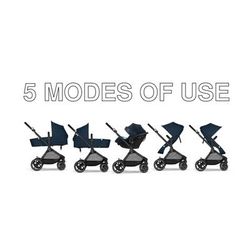 Cybex EOS 5-in-1 Travel System Stroller + Lightweight Aton G Infant Car Seat - Black / Ocean Blue
