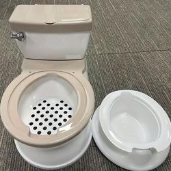 TEMU Realistic Potty With Flush Sound & Disposable Liners - Easy To Clean, Assemble, Includes Wipes Storage - Perfect Gift For Holidays (batteries Not Included), Toddler Potty Training, Potty Training