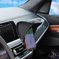 TEMU Foldable Car Phone Holder, Nylon Material, Non-reflective, Air Conditioner Outlet Mount, Sunshade Navigation Screen Protector, Non-waterproof