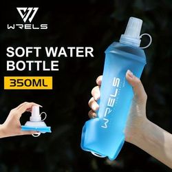 TEMU Wrels Portable Soft Tpu Water Bottle With Lid & Carrying Loop - Bpa-free, Leak-proof, Ideal For Running, Hiking, Cycling & Fitness - On The Go!