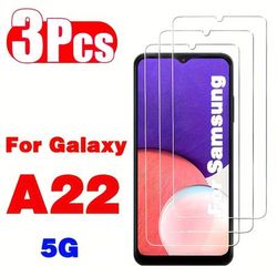 TEMU 3pcs Tempered Glass, Hd Screen Protector 3pcs For Galaxy A22 5g Hd Screen Protector Glass For Galaxy A22 5g Tempered Glass Film