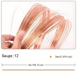 TEMU 5-meter (196.9 Inch) 99.9% Copper Wire, Solid Red Copper Wire, Soft Copper Wire, Suitable For , Handicrafts, Electrical Gardening , Handicraft Creation, Diy Carving With Pliers